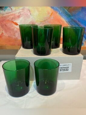 MCM Reims Emeraude Green Rocks Glasses- Set of 6, "NIB"